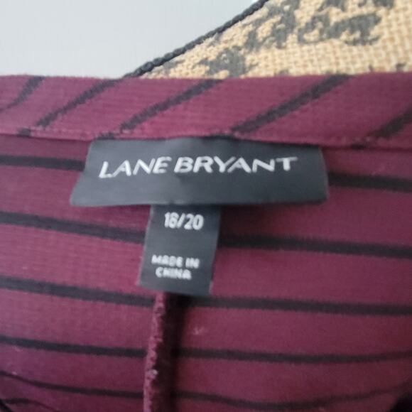 Lane Bryant purple midi dress, Size 18 / 20, black stripes, pockets, 3/4 sleeve - Picture 4 of 4